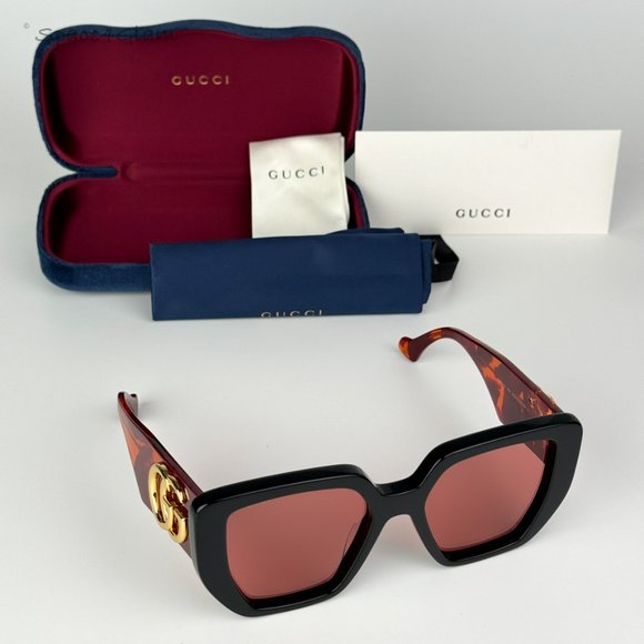 NEW Gucci GG0956S 009 Black Havana Orange Cat Eye Unisex Sunglasses GG 0956S main image 8